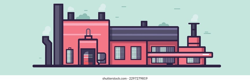 Street of factory buildings background vector illustration