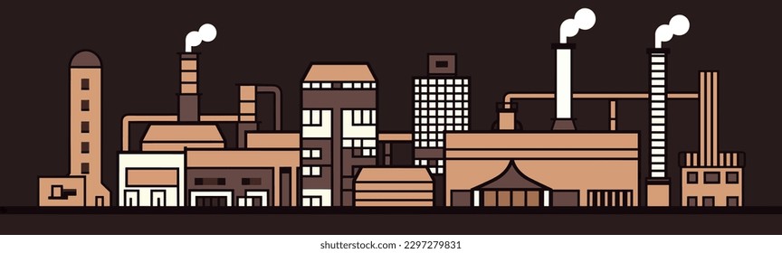 Street of factory buildings background vector illustration