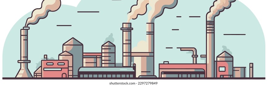 Street of factory buildings background vector illustration