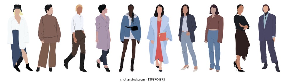 Street Fashion Vector Illustration Different People: vector de stock