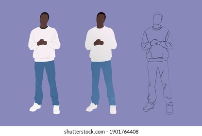 Street fashion vector illustration with different people wearing stylish clothes. Minimalistic drawing style. Stylish clothes for cloth design. Textile print. Fashion print for any purposes