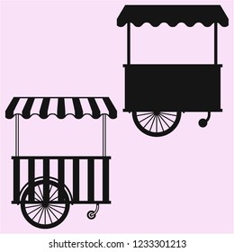 Street fast Food Stall vector silhouette isolated