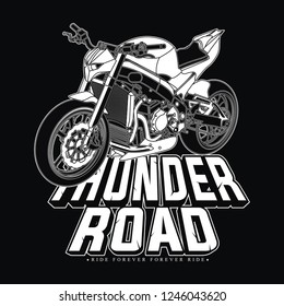 Street fighter bike design for real bikers. Applicable for poster, badge, shirt design