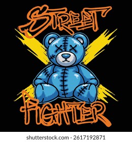 Street Fighter Teddy Bear Urban Streetwear Art