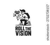 Street Filmmaker Vector Logo Camera Rig Character with “ROLL THE VISION”