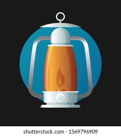 Street fire lamp isolated on white background flat vector illustration