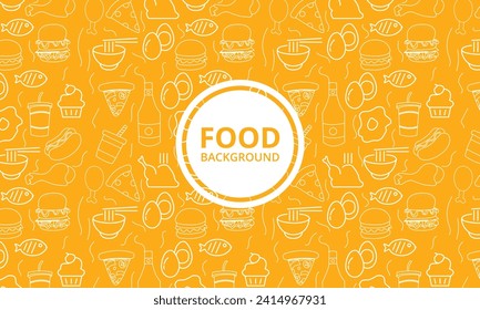 Street food background from line icon. Linear vector pattern, Fast food. Seamless background. Vector fast food pattern.