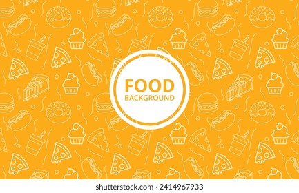 Street food background from line icon. Linear vector pattern, Fast food. Seamless background. Vector fast food pattern.