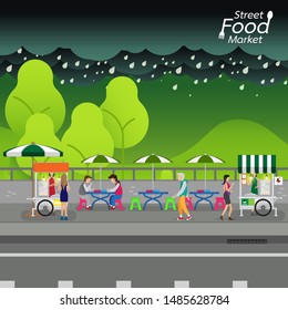 Street Food Background Vector. Event on the Road.