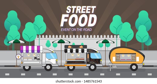 Street Food Background Vector. Event on the Road.