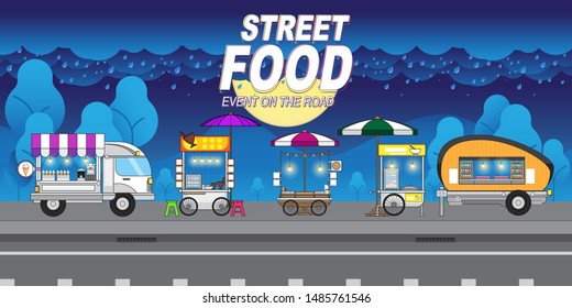 Street Food Background Vector. Event on the Road.