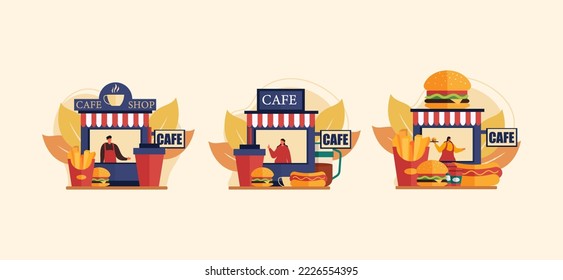 Street Food Cafe Flat Design