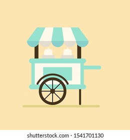 Street food cart, bike cafe concept vector illustration, flat design style