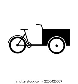 Street food cart. Cargo Bike silhouette icon flat vector illustration svg
