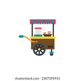 Street food cart flat icons. Vector illustration. Isolated icon suitable for web, infographics, interface and apps.