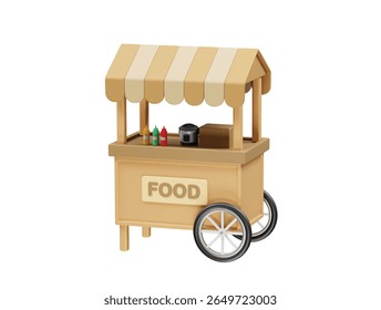 Street Food Cart icon 3d rendering illustration. Food cart icon 3d