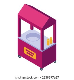 Street food cart icon isometric vector. Cotton shop. Popcorn sugar