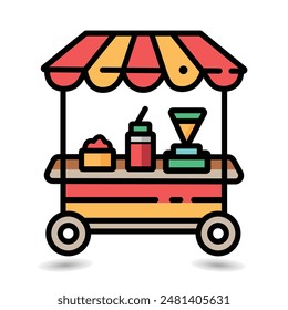 Street food cart icon, vector illustration.