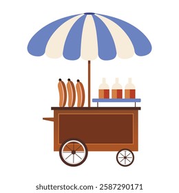 Street food cart illustration in flat style 

