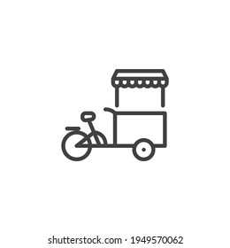 Street food cart line icon. linear style sign for mobile concept and web design. Street food bike outline vector icon. Symbol, logo illustration. Vector graphics svg