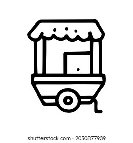 street food cart line vector doodle simple icon