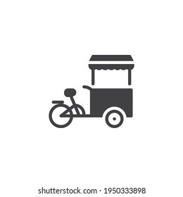 Street food cart vector icon. filled flat sign for mobile concept and web design. Street food bike glyph icon. Symbol, logo illustration. Vector graphics svg