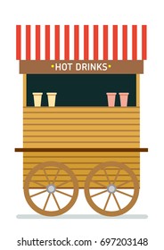 Street food cart vector illustration. Hot drinks. Isolated illustration on white background. Flat style illustration