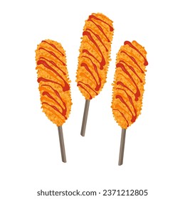 Corndog Street Food Bubble crumb o Corndog Bread Crumb Logo (Logotipo de ilustración)