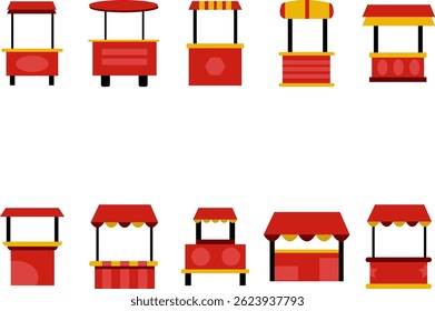 Street Food Counter Illustration Set