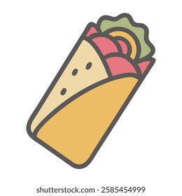 Street food a delicious taco with fresh vegetables illustration