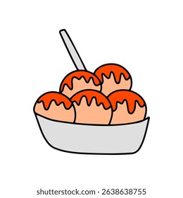 Street food doodles element collection cartoon