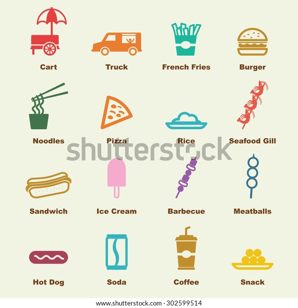 Street Food Elements Vector Infographic Icons Stock Vector