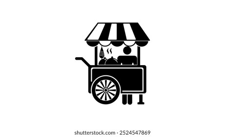 street food emblem, black isolated silhouette