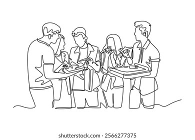 Street food festival. Market concept. Single line draw design vector graphic illustration.	