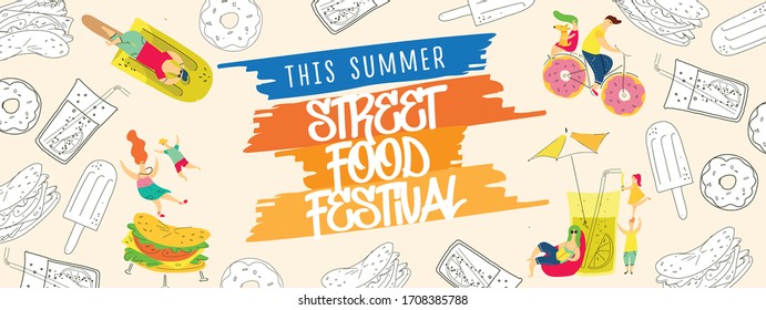 street food festival. vector banner for social media. summer outdoor party