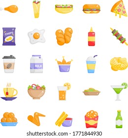 Street Food Flat Icons Pack 