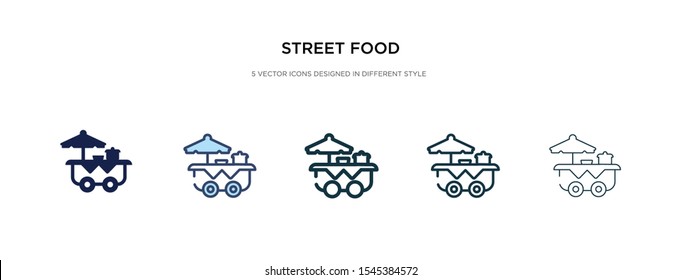 street food icon in different style vector illustration. two colored and black street food vector icons designed in filled, outline, line and stroke style can be used for web, mobile, ui