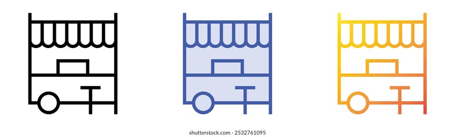 street food icon. Linear, Blue Fill and Gradient Style Design Isolated On White Background