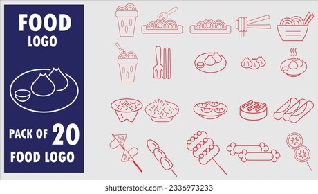 Street food icon pack elements logo bundle