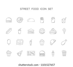 Street food icon set. Line icon vector.