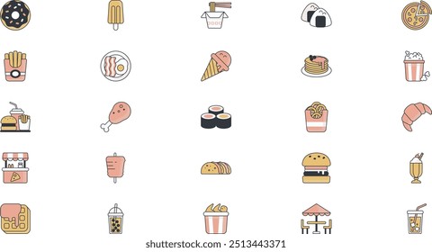 Street food icons High-Quality Vector Icons Collection with Editable Stroke. Ideal for Professional and Creative Projects.