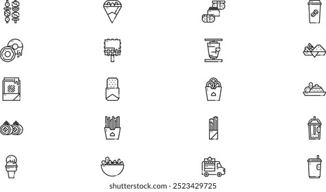 Street food icons High-Quality Vector Icons Collection with Editable Stroke. Ideal for Professional and Creative Projects.