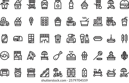 Street food icons High-Quality Vector Icons Collection with Editable Stroke. Ideal for Professional and Creative Projects