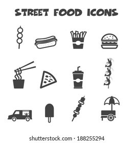 street food icons, mono vector symbols