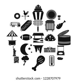 Street food icons set. Simple set of 25 street food vector icons for web isolated on white background