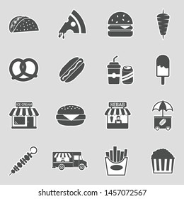 Street Food Icons. Sticker Design. Vector Illustration.