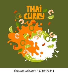 Street food illustration. Thai curry