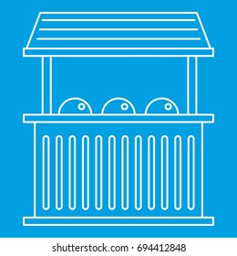 Street food kiosk icon blue outline style isolated vector illustration. Thin line sign