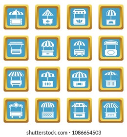 Street food kiosk icons set vector sapphirine square isolated on white background 
