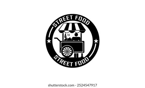 street food lettering, black isolated silhouette